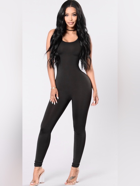 Fashion Nova Pants - Fashion Nova Black Sleeveless Scoop-Neck Jumpsuit